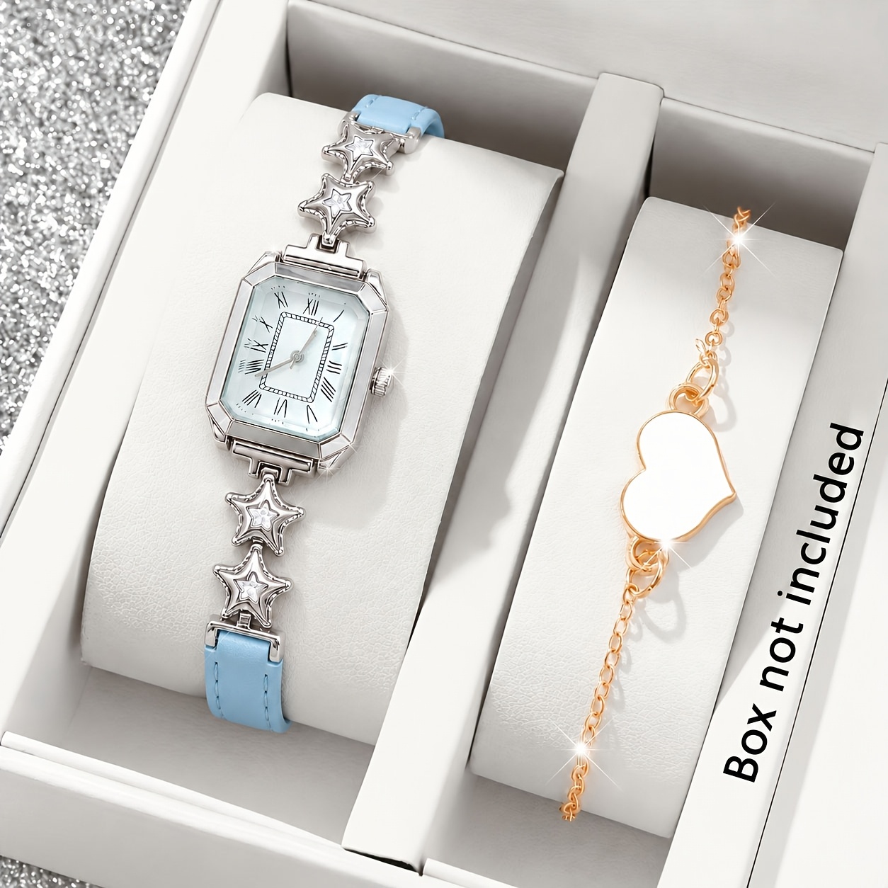 2pc Women's Elegant Square Watch & Versatile Jewelry Set